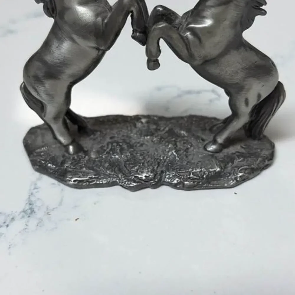 Vintage DCE Pewter Rearing Horses Figurine